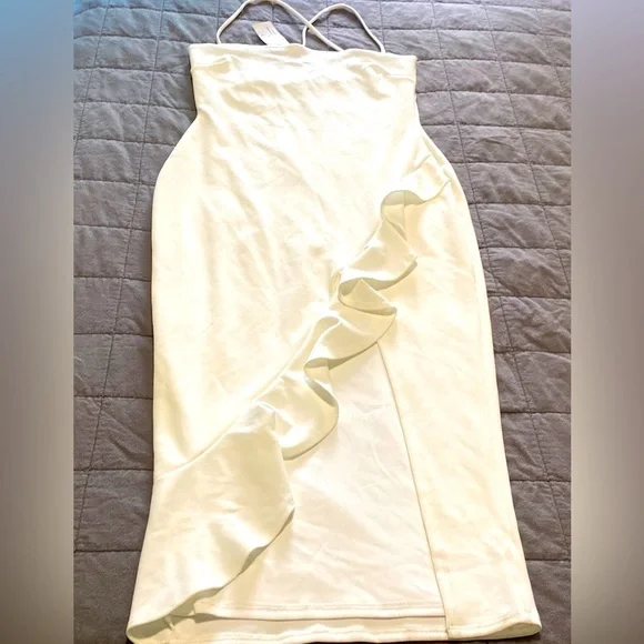 NWT White Strappy Ruffled Dress by Windsor |Size Large - Picture 1 of 13